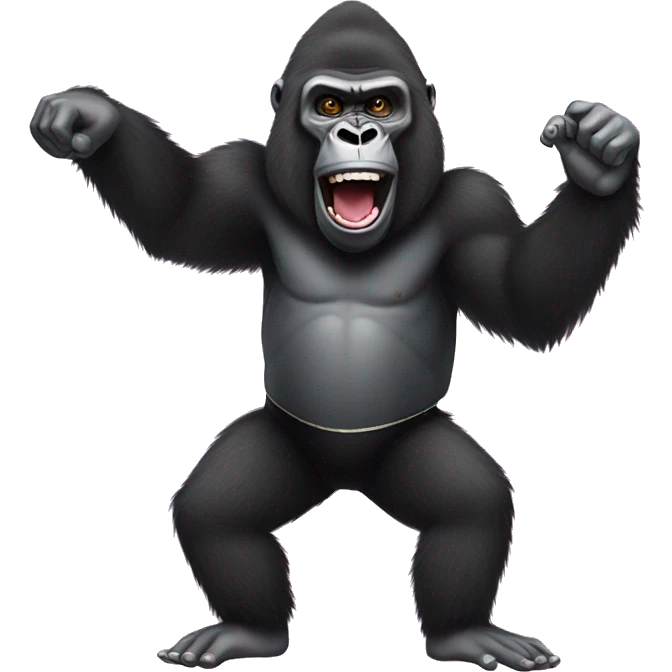Gorilla with ballerina costume with machine gun and dancing emoji