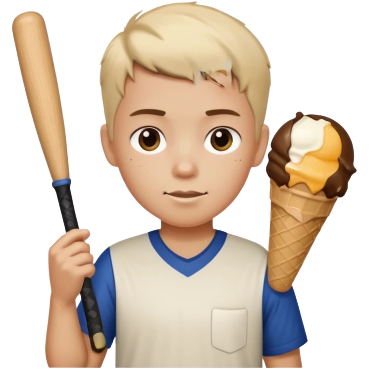 Make mason with a baseball bat ice cream cut hair  emoji