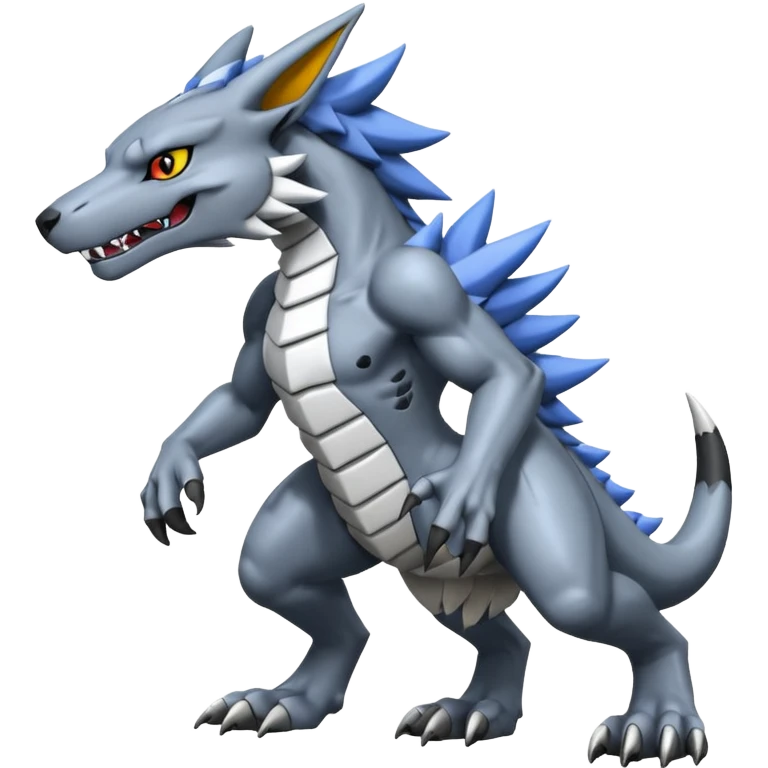  Cool Edgy Shiny Greymon-Sergal-Weregarurumon full body emoji