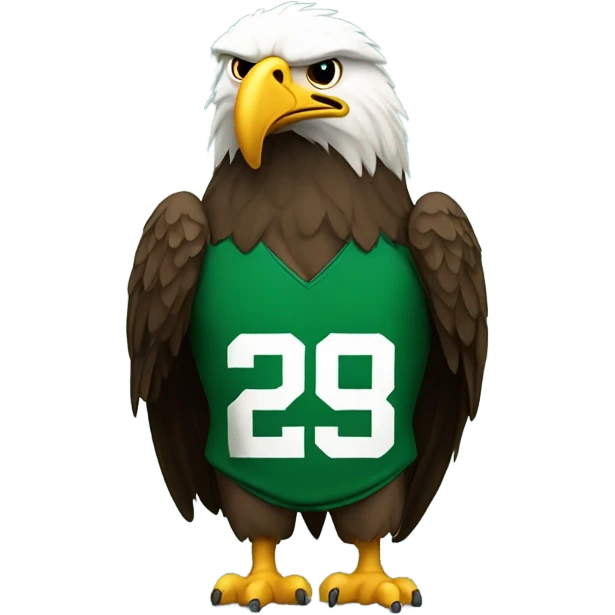 Small sad eagle with frown face and fat belly and green football jersey emoji