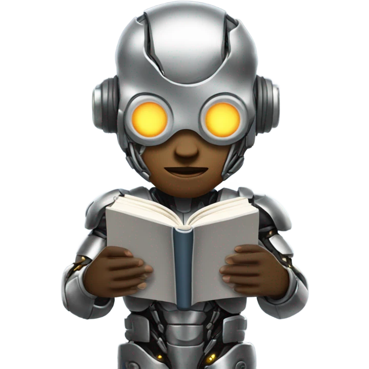 Cool cyborg reading book emoji