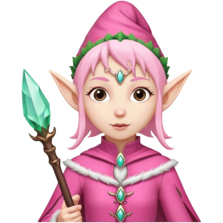 pink elve with staff emoji