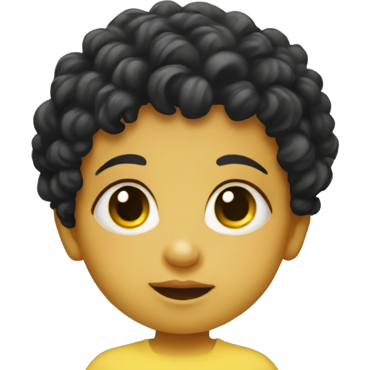 Yellow-skinned infant with black curly hair emoji