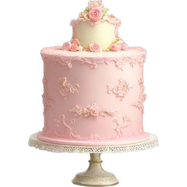 vintage rococo pale pink single layer cake emoji