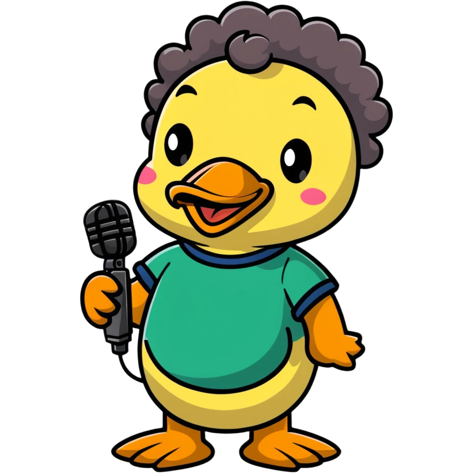 duck with Jeff Ross's curly hair and a microphone emoji