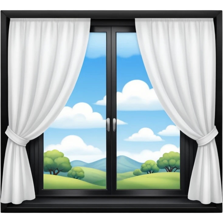 Открытое окно со шторами  emoji