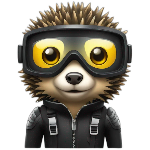 hedgehog in black rubber shiny diving suit emoji