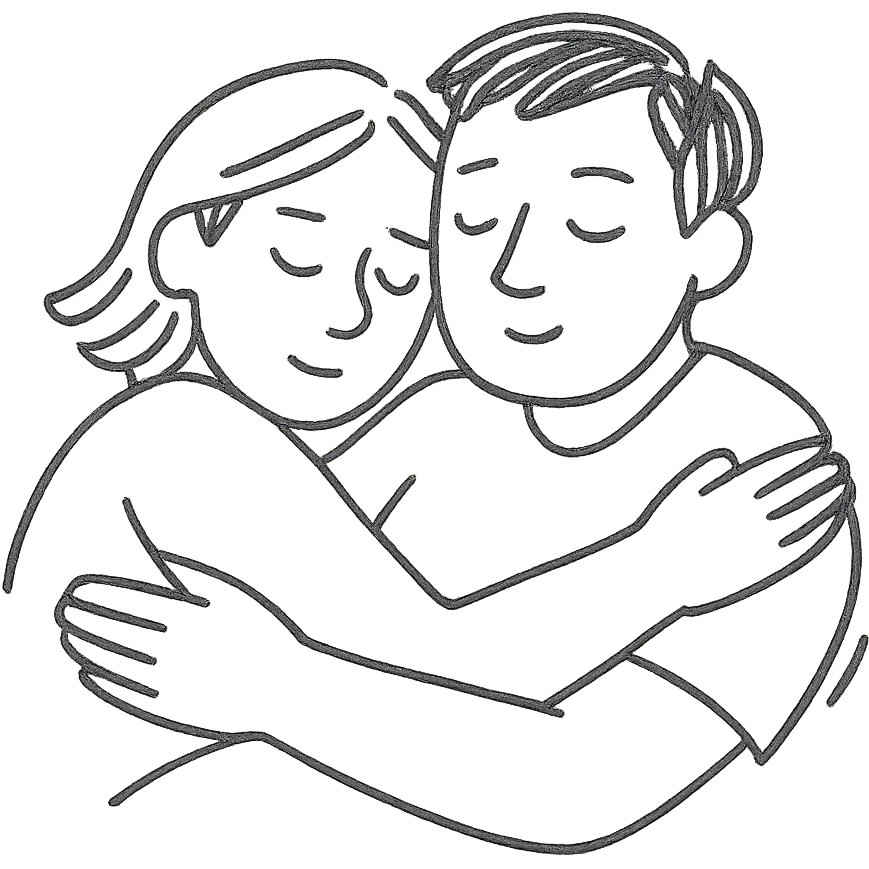 two people sleeping together, hugging, serene and loving, minimalistic style emoji
