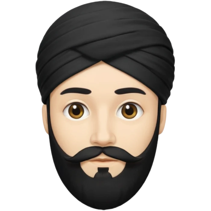Make me an emoji of a man wearing a black turban, with a beard, and white skin. emoji
