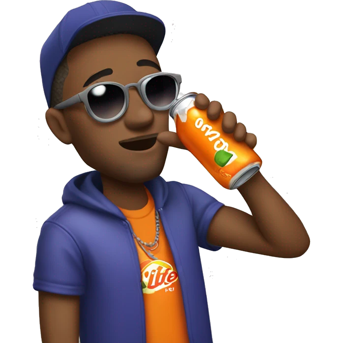 Rapper drinking a Fanta lite emoji