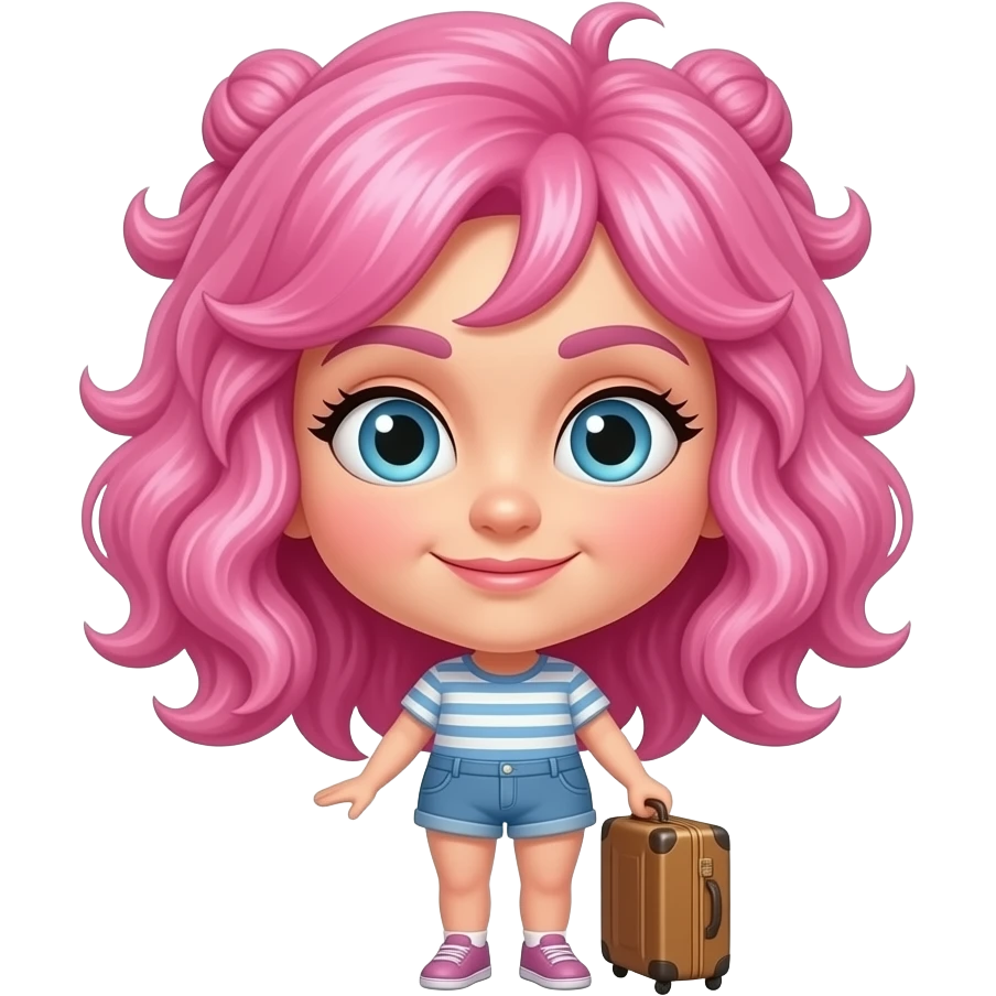 Funky Pink hair woman with suitcase emoji