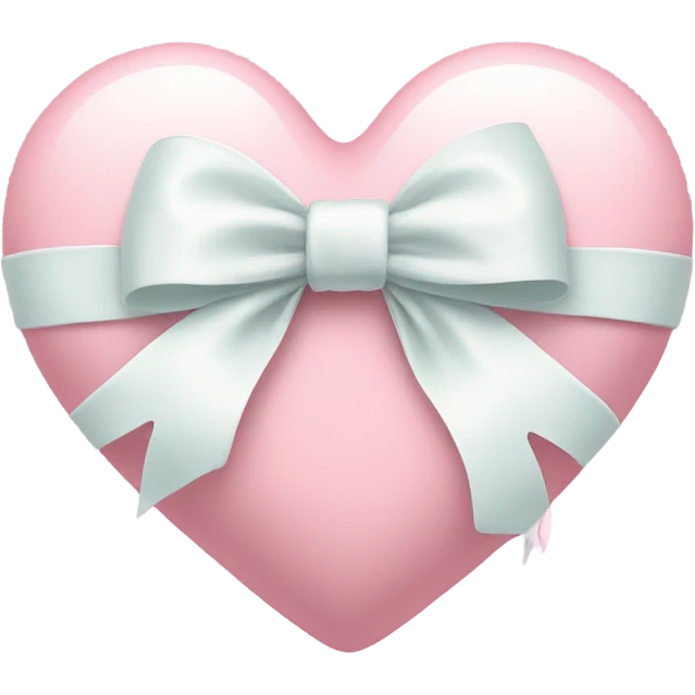 Pastel pink heart with white bow emoji