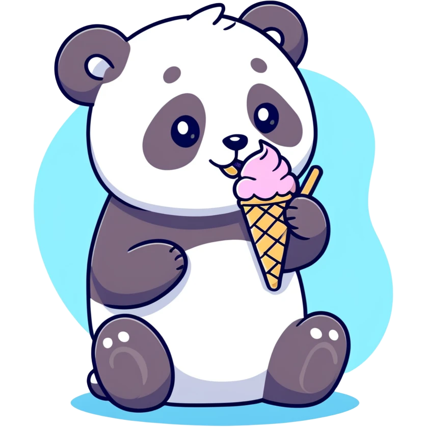 Panda eating ice cream emoji