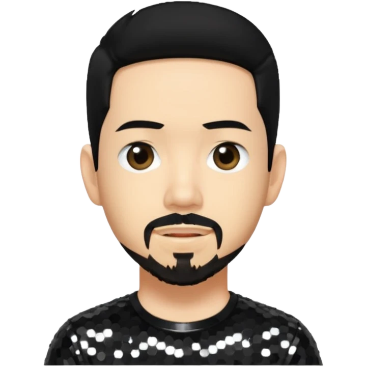 Mike Shinoda with black hair, black sequin shirt emoji