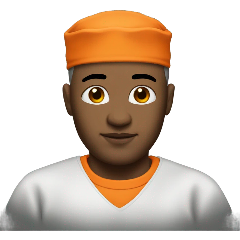 white American prisoner in an orange uniform. very realistic and detailed emoji