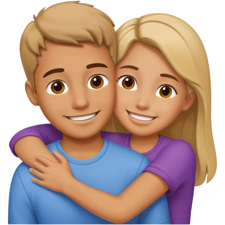 Texte ´Gros câlin’, en dessous un homme serre sa sœur dans ses bras emoji