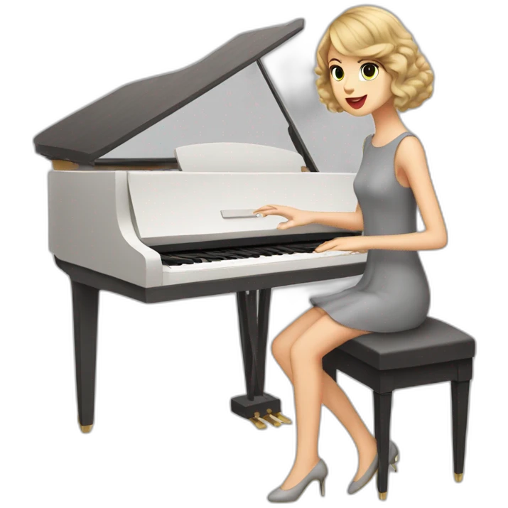 Taylor Swift with a grey dress and she playing piano emoji