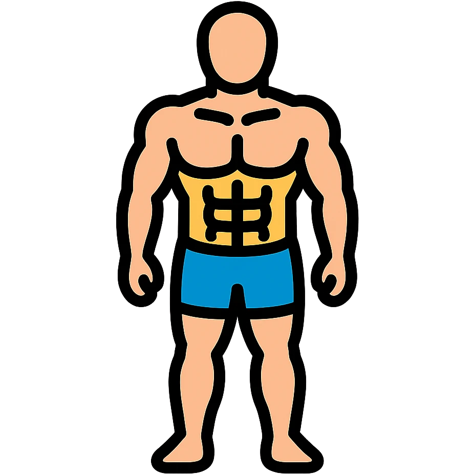 athletic muscular male body type, standing emoji