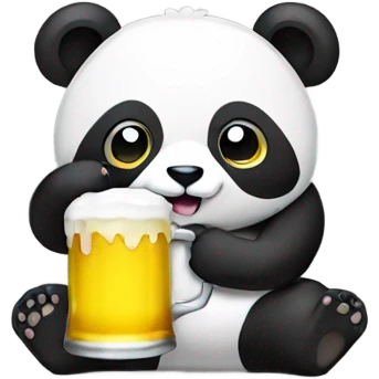 Panda wearing yellow and drinking beer  emoji