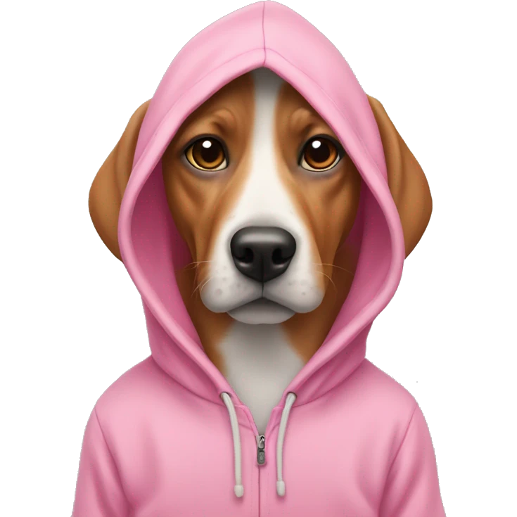 Dog ￼wearing a pink hoodie  emoji