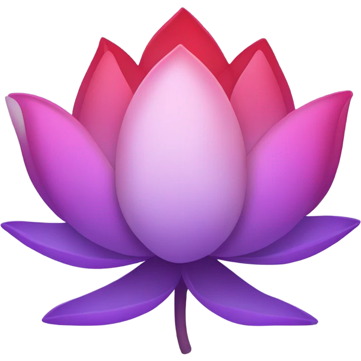 Create a lotus flower emoji with petals in a gradient from red to purple, translucent and overlapping emoji