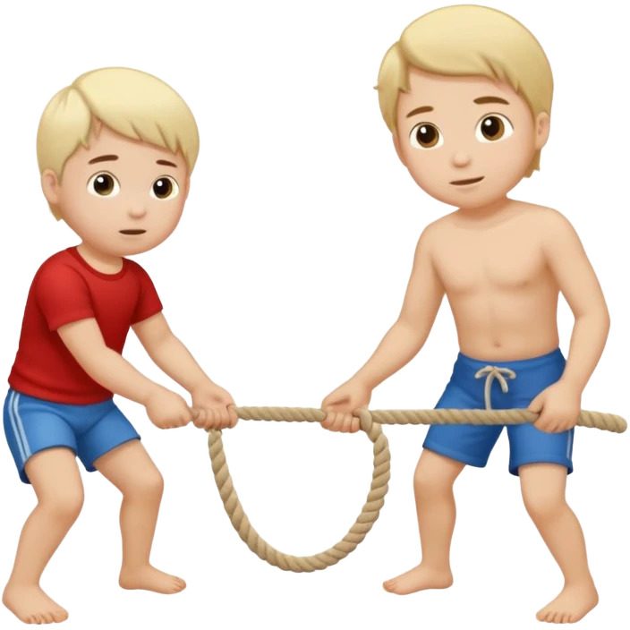 un niño pequeño y un hombre jugando al juego de tirar la soga (la soga blanca) emoji
