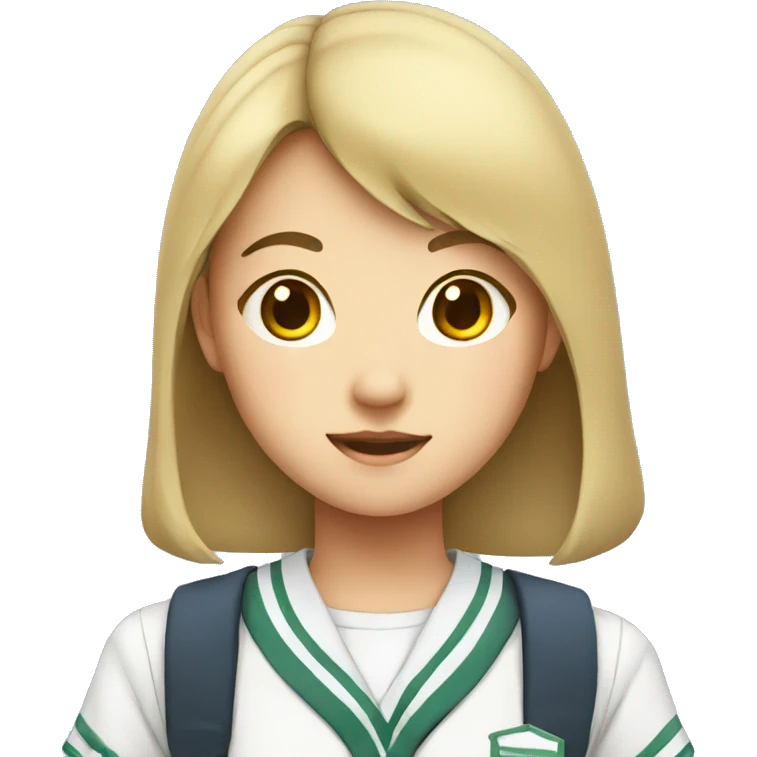 young asian girl wearing school uniform emoji