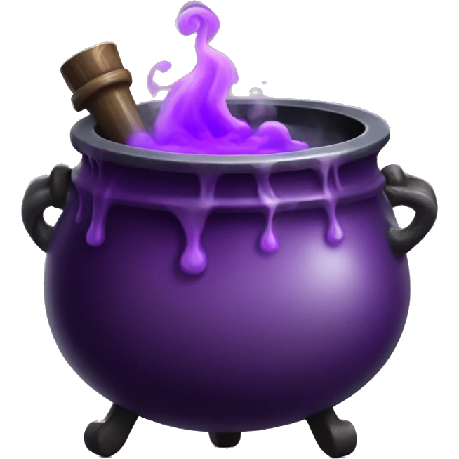 Cauldron with potion and purple steam. emoji