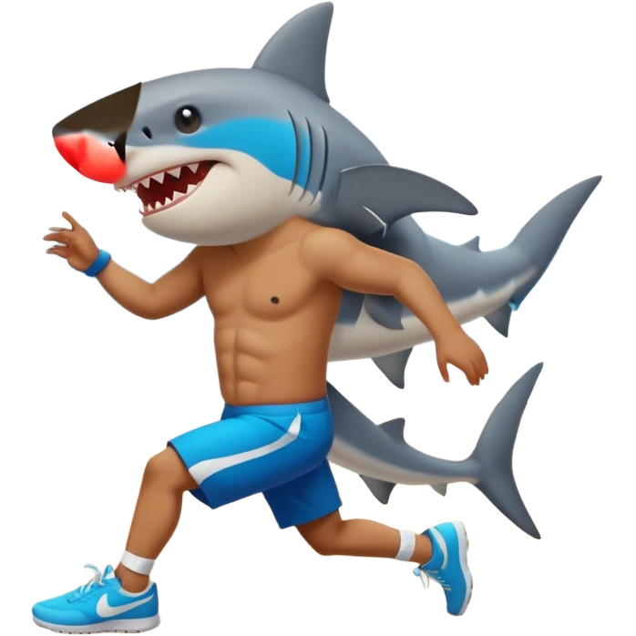 Shark with Nike shoes Dancing at a beach emoji