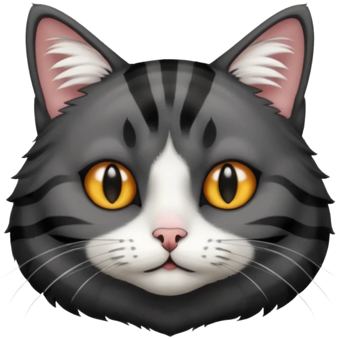Black striped cat white nose emoji