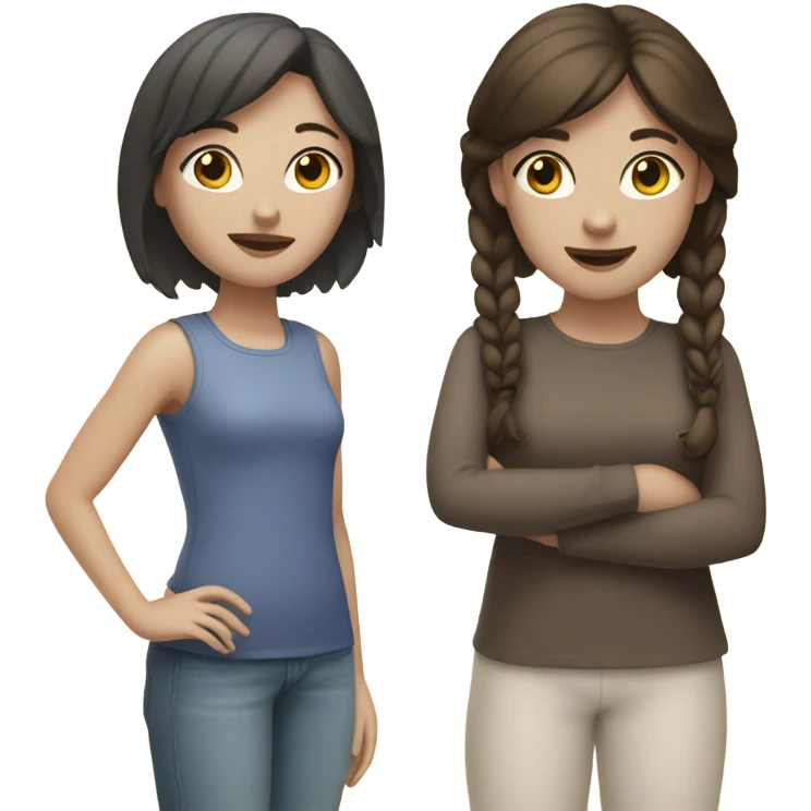 2 besties both white skin both girls and brunet hair emoji