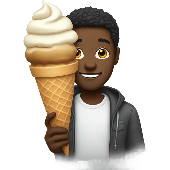 Black man holding an ice cream emoji