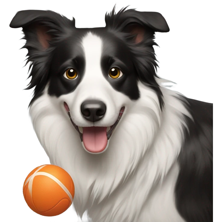 Border collie with ball in mouth emoji