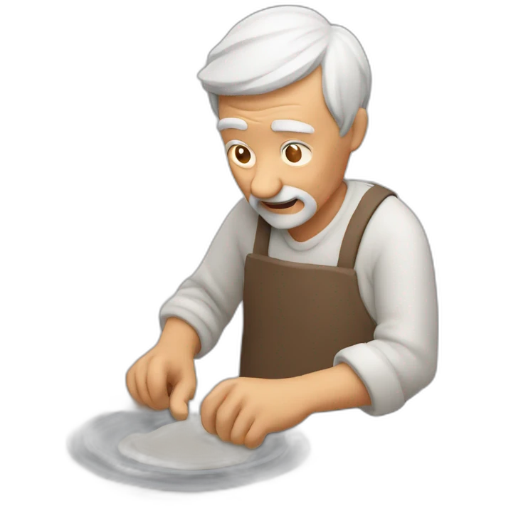 old man making plate from clay emoji