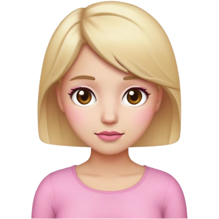 iphone emoji girl with blonde hair, brown eyes, and short hair, white skin and pink blush emoji