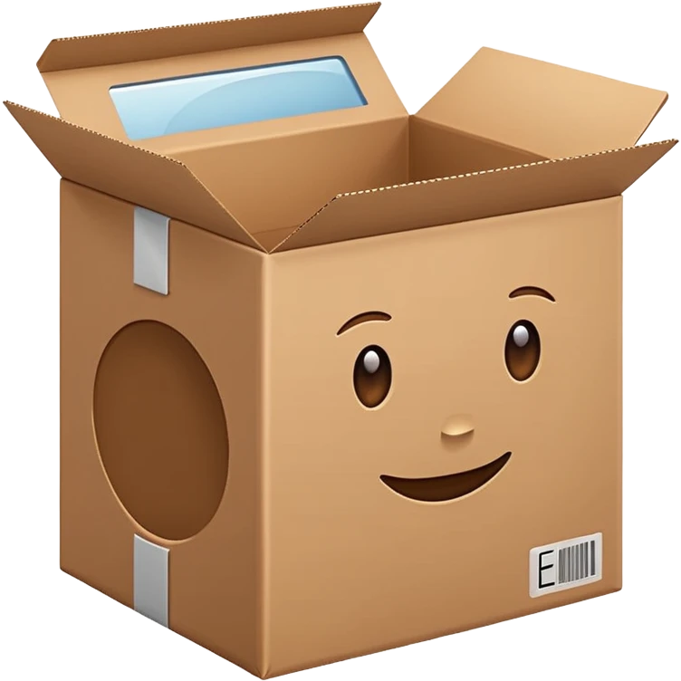 cardboard box, simple, clear, no text emoji