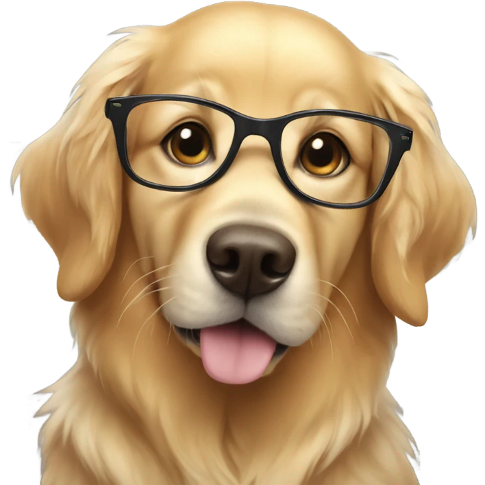 Light fur golden retriever wearing glasses emoji