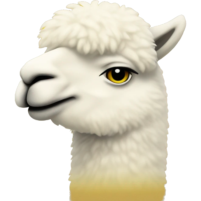 white silhouette of an Alpaca in front of a yellow (#FCD72B) background.   emoji