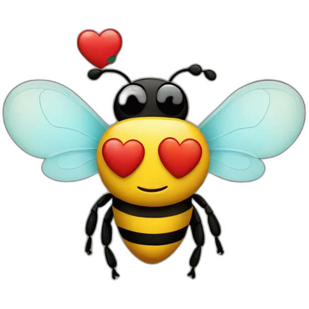Loveheart bee with heart eyes emoji
