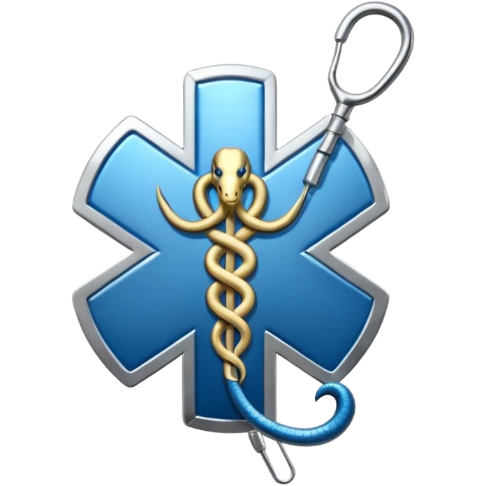 simple blue medical star of life symbol with rod and snake emblem emoji