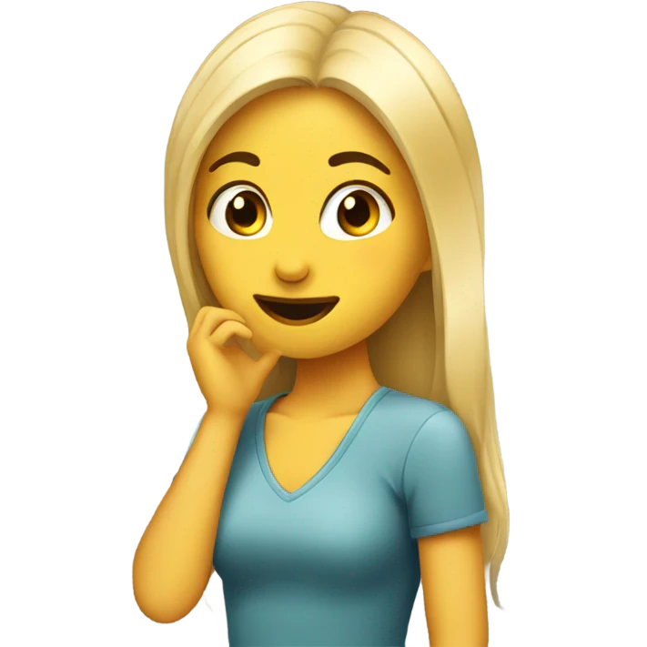 a girl flirtatiously whispering  emoji