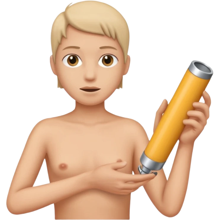 a beige skin colored hand holding a cylindrical tube, no sleeves, no clothes emoji
