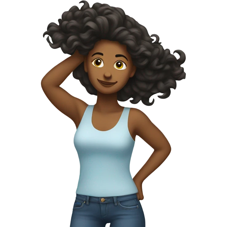 Woman proudly swings her hair backwards  emoji