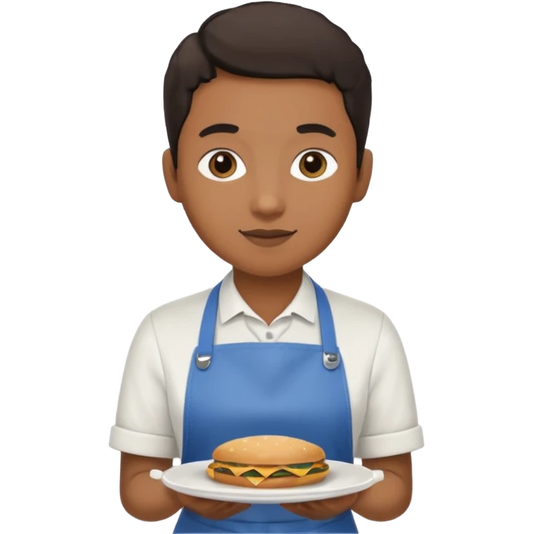 hazme una persona atendiendo una cafeteria universitaria sirviendo comida emoji