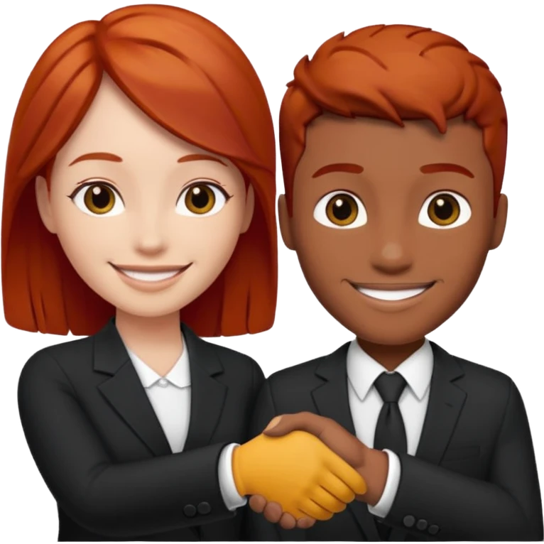 two black and redhead emoji’s handshaking  emoji
