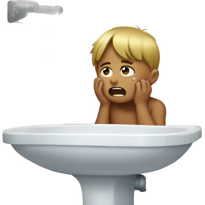 crying boy in bathroom  emoji