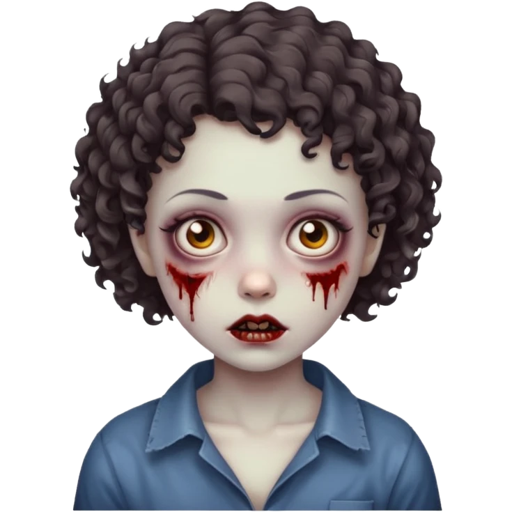 A zombie girl with very short curly hair emoji