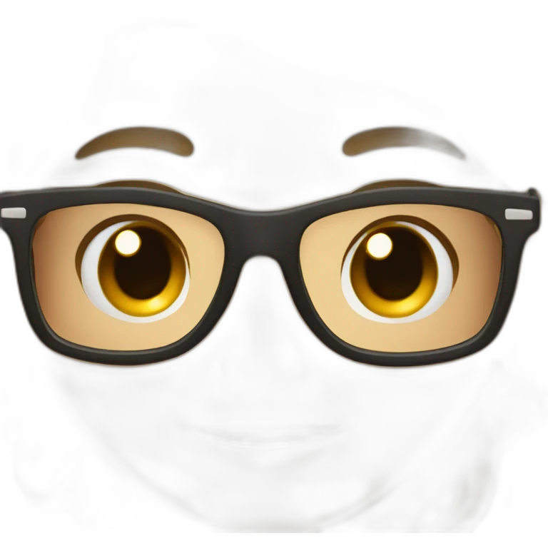 nerd face mouth close 2 teeth visible acne on the face pale tan black hair with glasses emoji