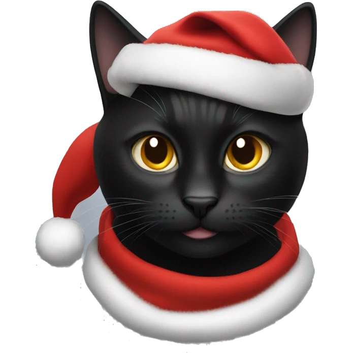 Black cat with Santa hat emoji