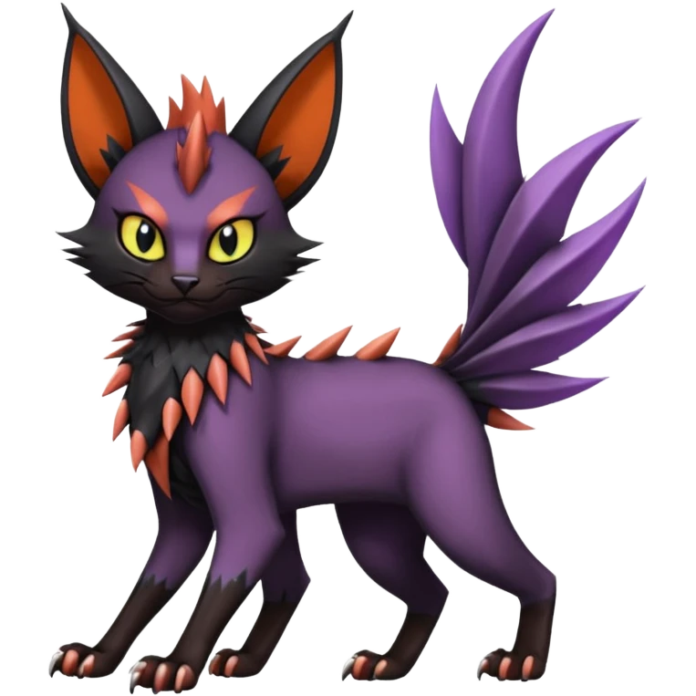 Black edgy Noivern-Noibat-Purloin-Torracat-Lykoi-Caracal-cat-Fakemon-fusion-hybrid-creature emoji